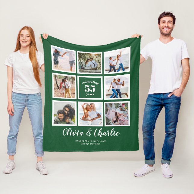Parents Wedding Anniversary PHOTO Custom Branded   Fleece Blanket (In Situ)
