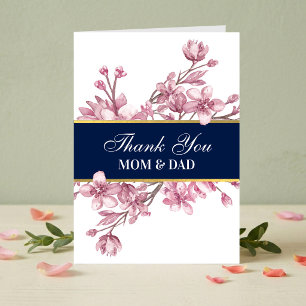 Parents Wedding Day Floral Thank You Card