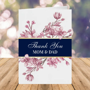 Parents Wedding Day Floral Thank You Real Foil Greeting Card
