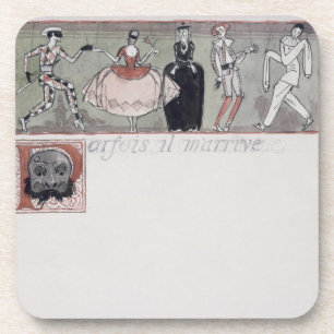 'Parfois il m'arrive' (ink and w/c on paper) Coaster