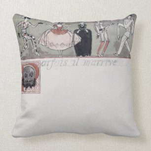 'Parfois il m'arrive' (ink and w/c on paper) Cushion