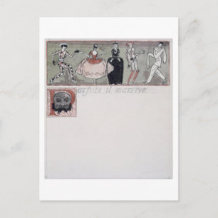 'Parfois il m'arrive' (ink and w/c on paper) Postcard