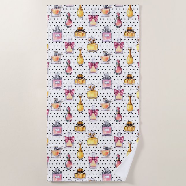 Parfum Bottle Pattern Beach Towel (Front)