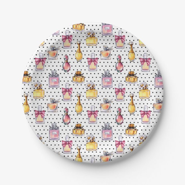 Parfum Bottle Pattern Paper Plate (Front)