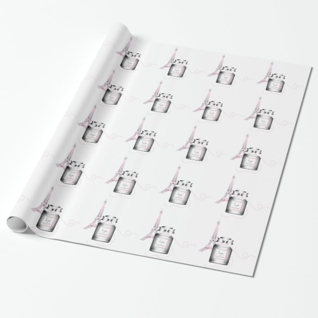 Parfum Bottle with Eiffel Tower and Rope Wrapping Paper (Unrolled)