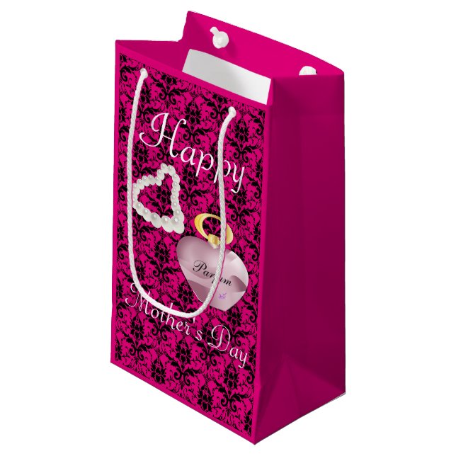 Parfum & Pearls Mother's Day Gift Bag PinkDamask (Front Angled)