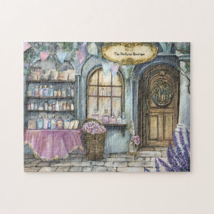 Parfumerie Shopfront Vintage Bottles & Floral Jigsaw Puzzle