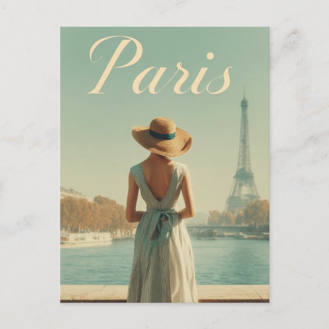 Paris 50s vintage travel postcard (Front)