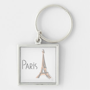 PARIS Abstract Grey Eiffel Tower Key Ring