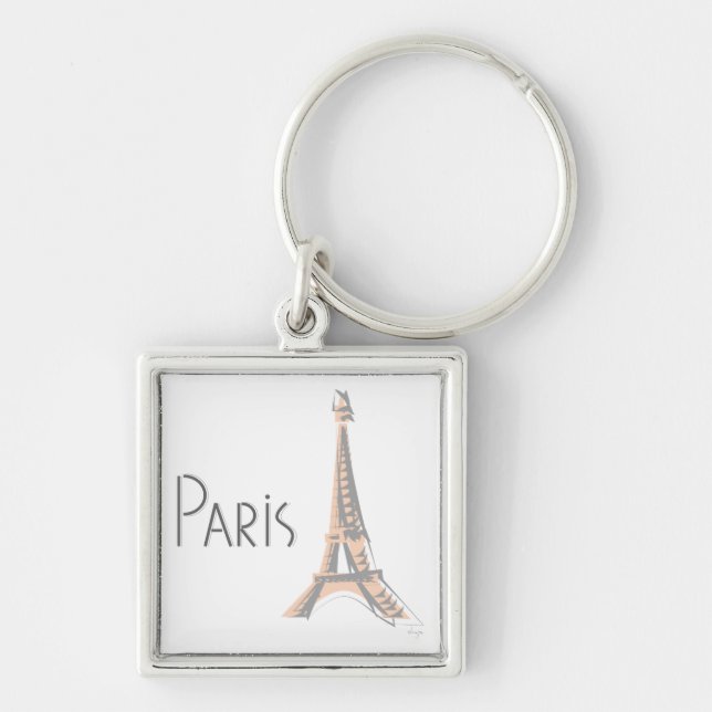 PARIS Abstract Grey Eiffel Tower Key Ring (Front)