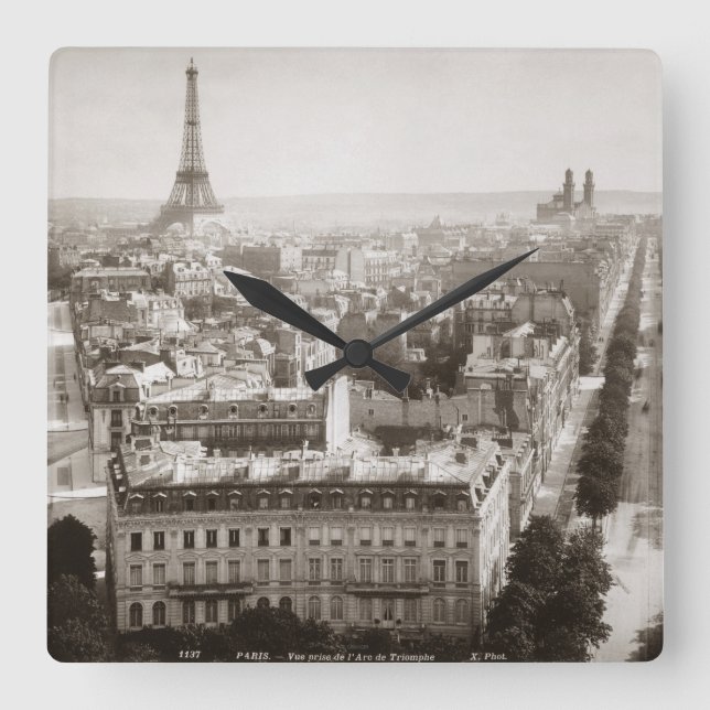 Paris: Aerial View, 1900 Square Wall Clock (Front)