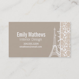 Paris; Almond Colour Damask Pattern Business Card