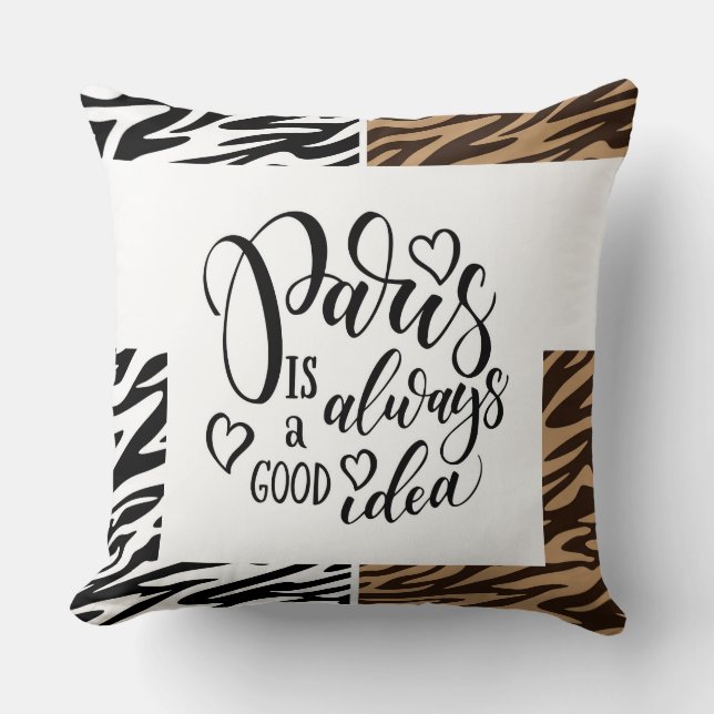 Paris Always Reversible Leopard Pillow (Front)