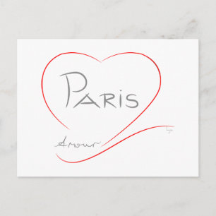 PARIS Amour (heart) Postcard