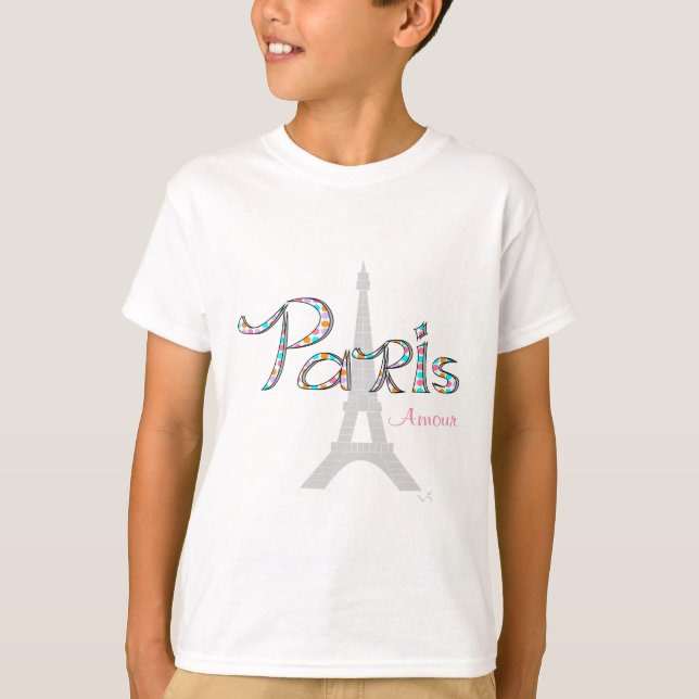 PARIS Amour with Eiffel Tower T-Shirt (Front)