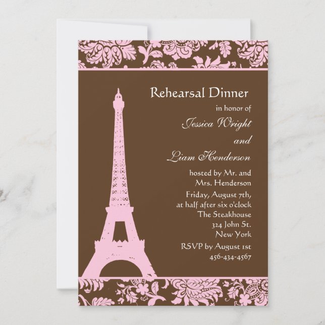 Paris and Chocolate Rehearsal Dinner Invitation (Front)