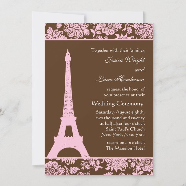 Paris and Chocolate Wedding Invitation (Front)
