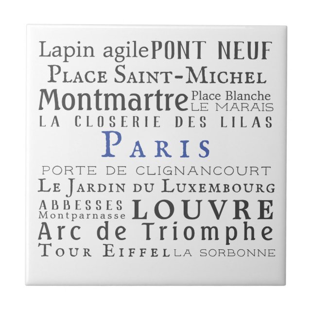 Paris and its landmarks ceramic tile (Front)