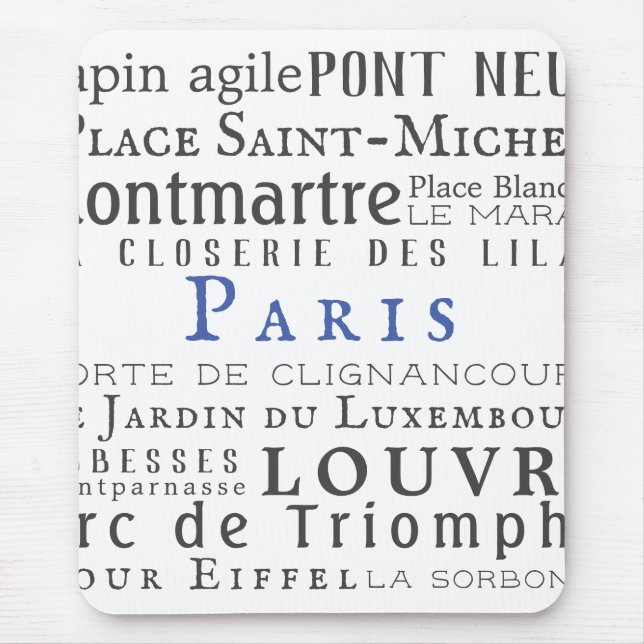 Paris and its landmarks mouse pad (Front)