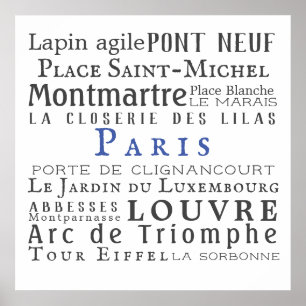 Paris and its landmarks poster