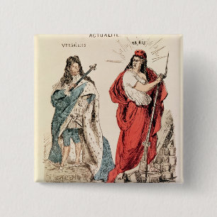 Paris and Versailles Glaring at Each Other, 1871 15 Cm Square Badge