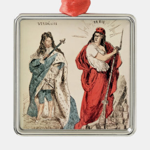 Paris and Versailles Glaring at Each Other, 1871 Metal Tree Decoration