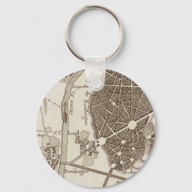 Paris Antique Map Key Ring (Front)