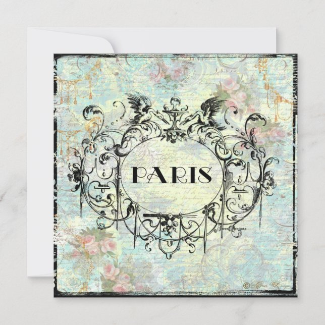 Paris Antique Style Ornate Invitation (Front)