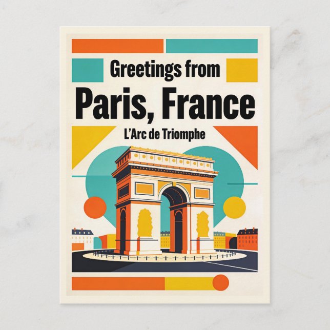 Paris Arc de Triomphe Postcard, Retro 1960s  Postcard (Front)