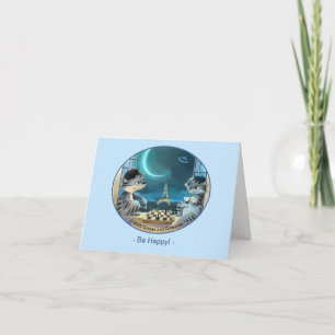 Paris at Night Blank Card - Happy (Various Sizes)