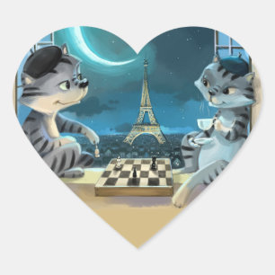Paris at Night Classic Heart Stickers 