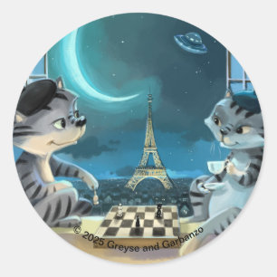 Paris at Night Classic Round Stickers