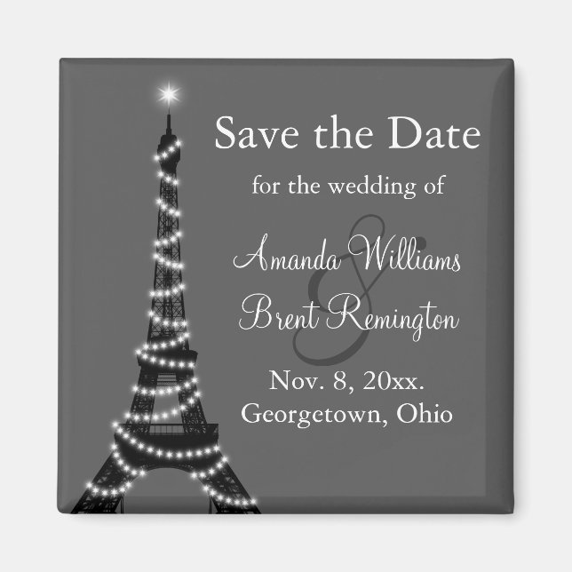 Paris at Night Save the Date Magnet (Front)