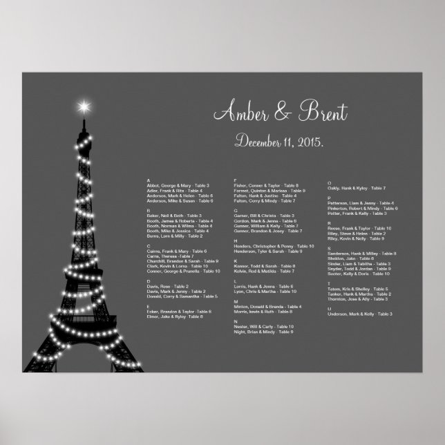 Paris at Night Seating Chart (Front)