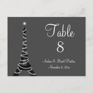 Paris at Night Table Number Postcard