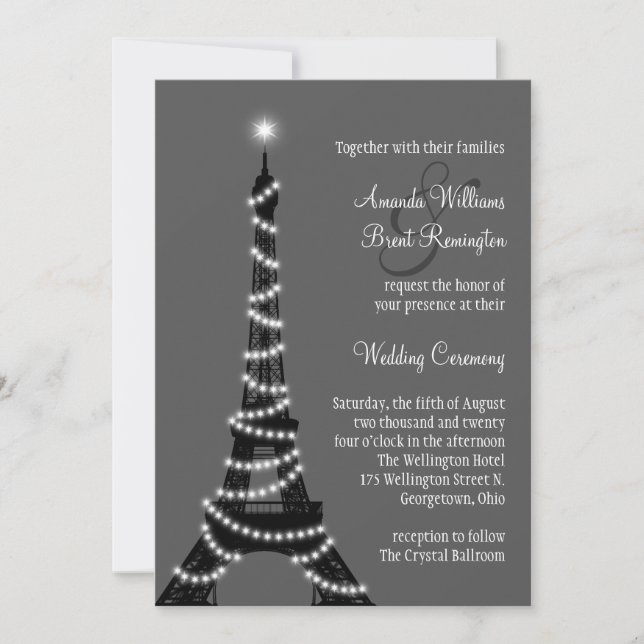 Paris at Night Wedding Invitation (Front)