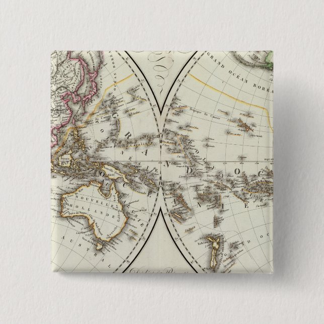 Paris Atlas Map 15 Cm Square Badge (Front)
