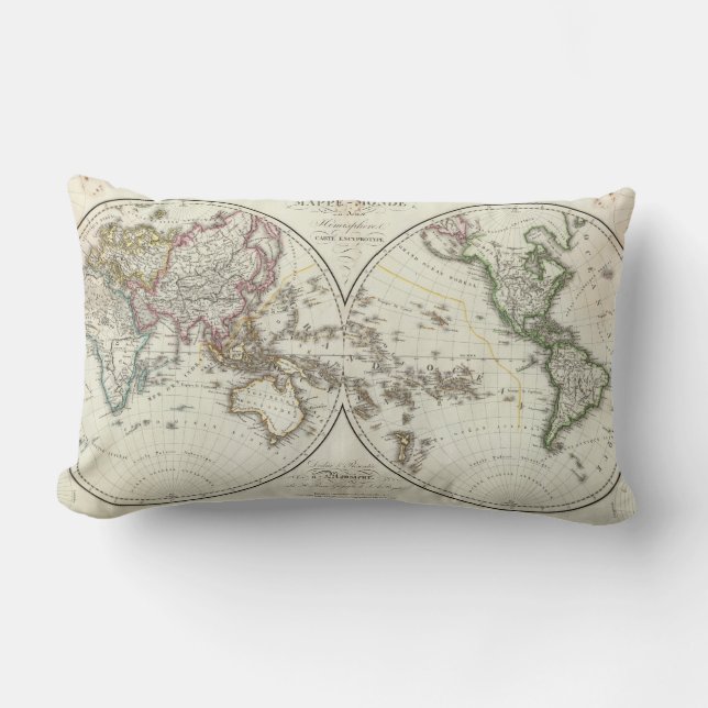 Paris Atlas Map Lumbar Cushion (Front)