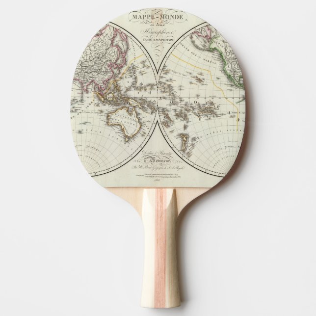 Paris Atlas Map Ping Pong Paddle (Front)