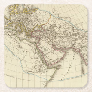 Paris atlas map square paper coaster