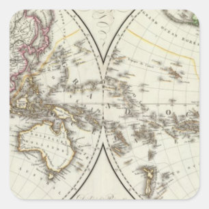 Paris Atlas Map Square Sticker
