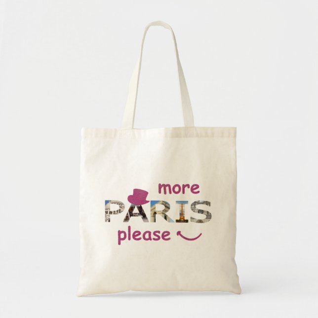 Paris Attractions More Paris Please Pink Glitter Tote Bag (Front)