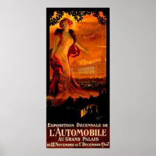 Paris Auto Show 1907 ~ Vintage Automobile Ad Poster