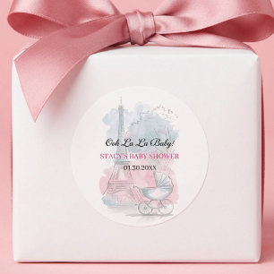Paris Baby Shower Eiffel Tower Gender Neutral Classic Round Sticker