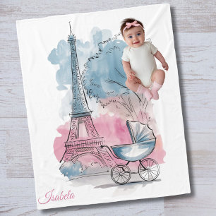 Paris Baby Shower Eiffel Tower Gender Neutral Fleece Blanket