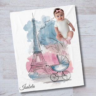 Paris Baby Shower Eiffel Tower Gender Neutral  Fleece Blanket