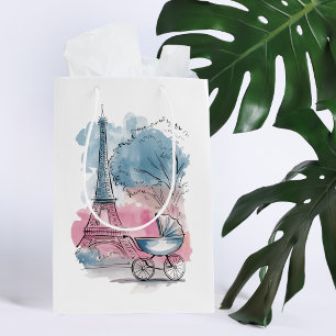 Paris Baby Shower Eiffel Tower Gender Neutral Medium Gift Bag