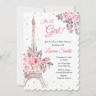 Paris Baby Shower Invitation Eiffel Tower
