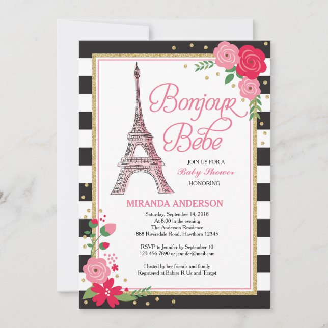 Paris Baby Shower Invitation / Paris Invitation (Front)