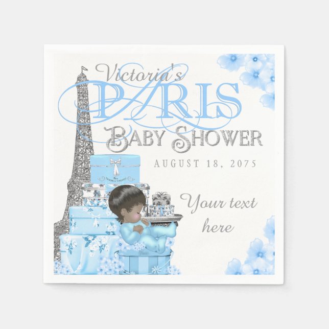 Paris Baby Shower Napkins Ethnic Boy Baby Shower (Front)